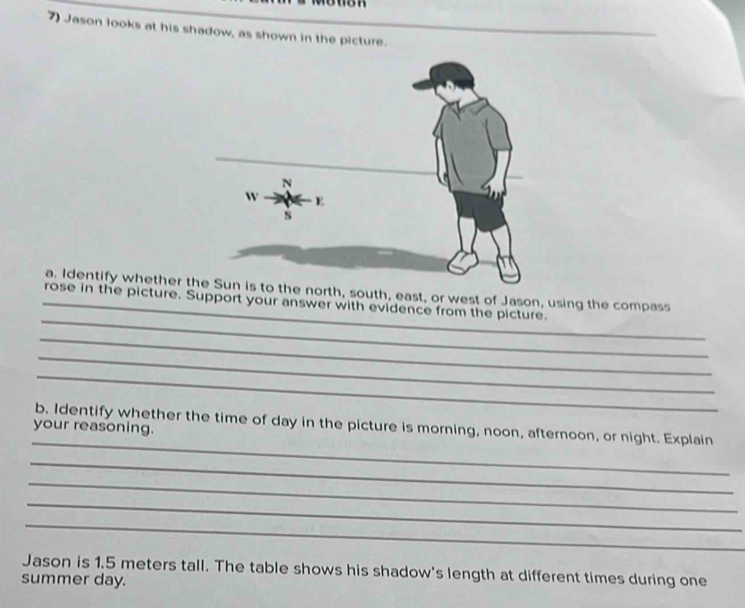 Solved: Jason looks at his shadow, as shown in the picture. a. Identify ...
