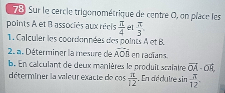 Résolu :Sur le cercle trigonométrique de centre O, on place les points ...