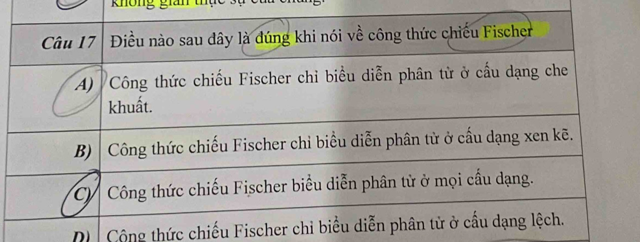 Không gián thủ 
D Cộng thức chiếu Fis