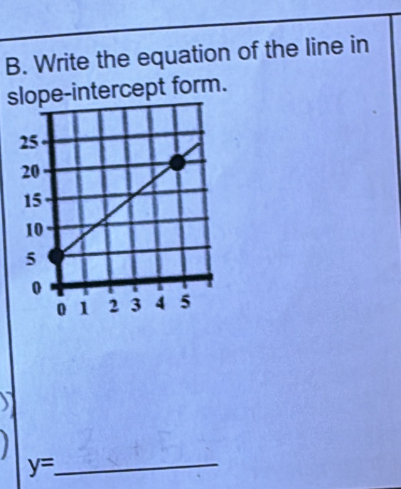 Write the equation of the line in 
sope-intercept form. 
_ y=