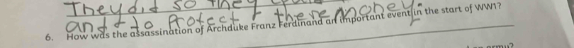 How was the assassination of Archduke Franz Ferdinand an important event in the start of WW1?