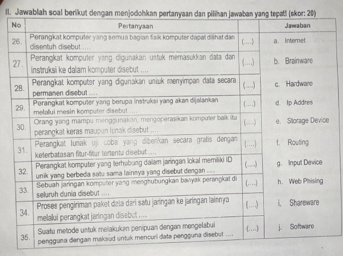 Jawablah soal berikut dengan