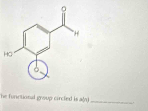 he functional group circled is a(n) _