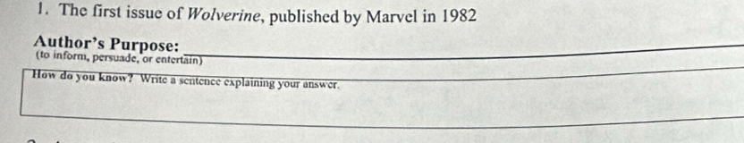Solved: The first issue of Wolverine, published by Marvel in 1982 ...