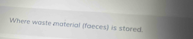 Where waste material (faeces) is stored.