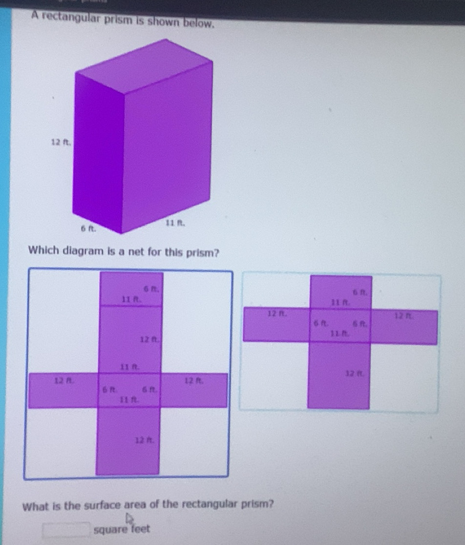 Solved: A rectangular prism is shown below. Which diagram is a net for ...