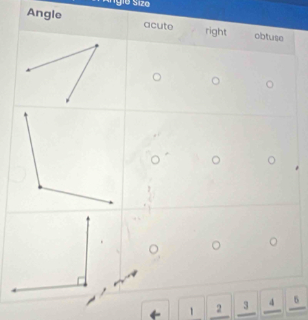 Angio sizo 
Angle acute right obtuse 
。 
← 1 2 3 6