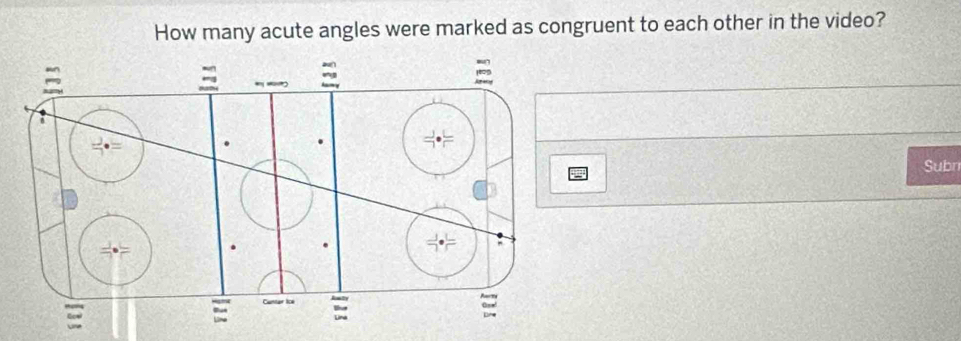 How many acute angles were marked as congruent to each other in the video? 
Subr