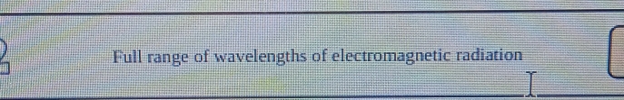 Full range of wavelengths of electromagnetic radiation