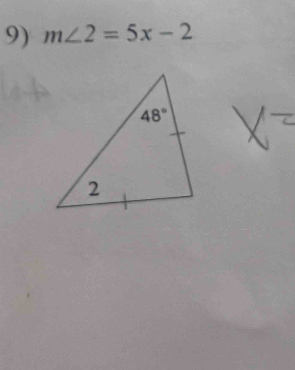 m∠ 2=5x-2