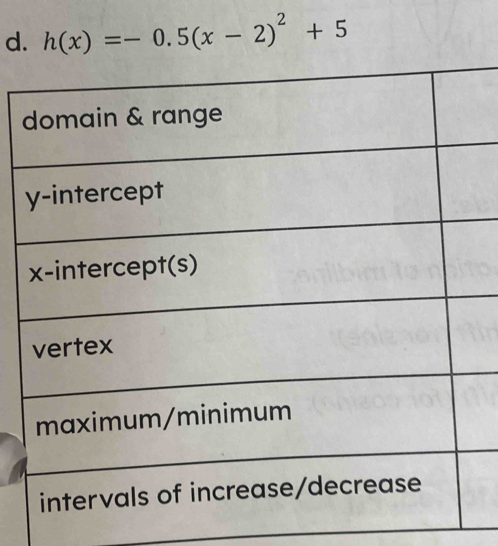 h(x)=-0.5(x-2)^2+5