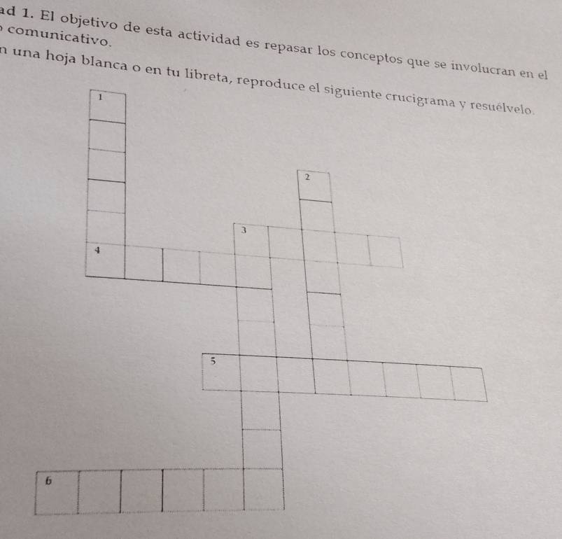 comunicativo. 
ad 1. El objetivo de esta actividad es repasar los conceptos que se involucran en el 
n una hoja blanca o en tuo.