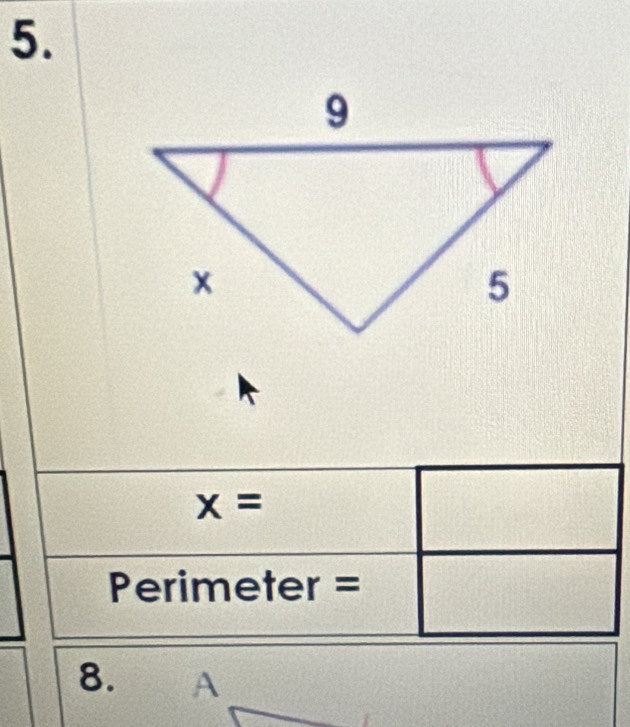 x=
Perimeter =
8.