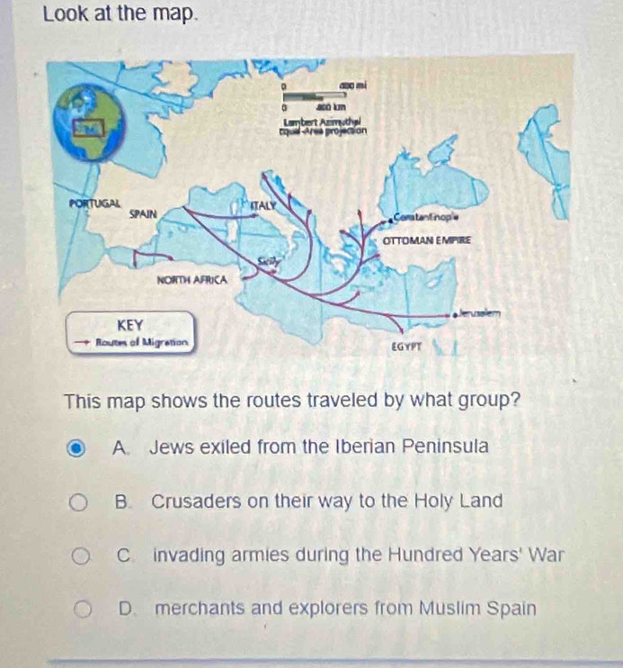 Solved: Look at the map. This map shows the routes traveled by what ...