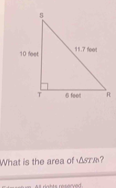 What is the area of △ STR ?