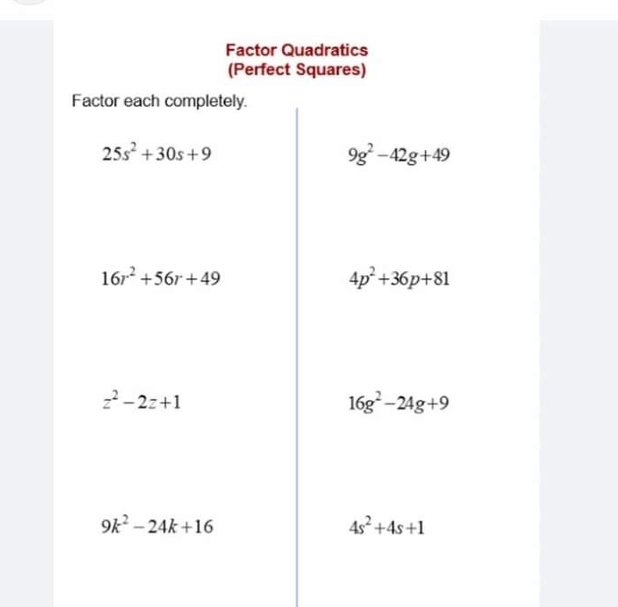 Factor Quadratics