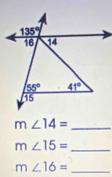 m∠ 14= _
_ m∠ 15=
m∠ 16= _