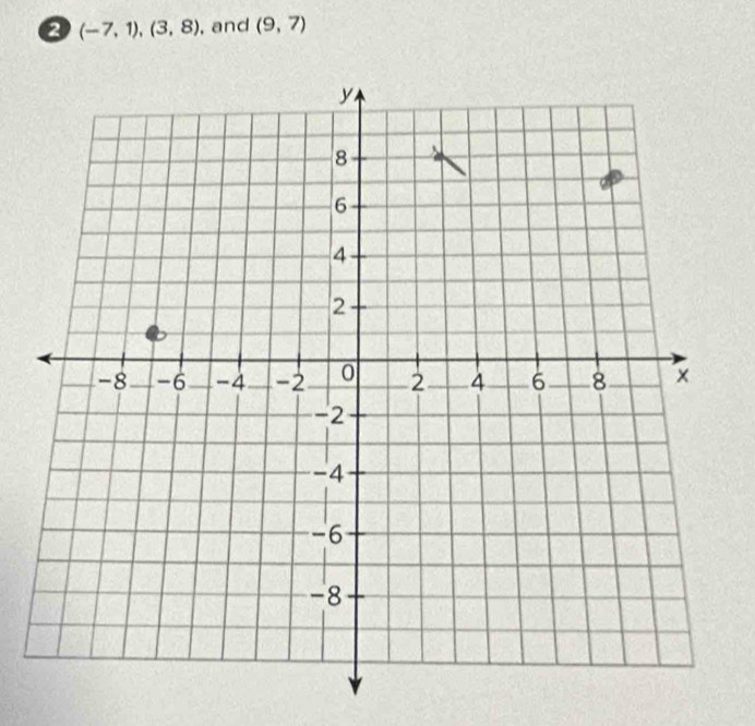 (-7,1), (3,8) , and (9,7)