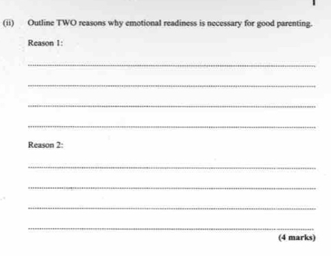 Solved: (ii) Outline TWO reasons why emotional readiness is necessary ...