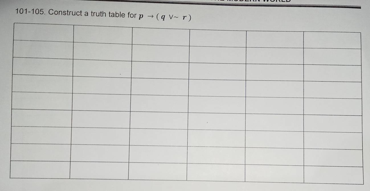 101-105. Construct a truth table for