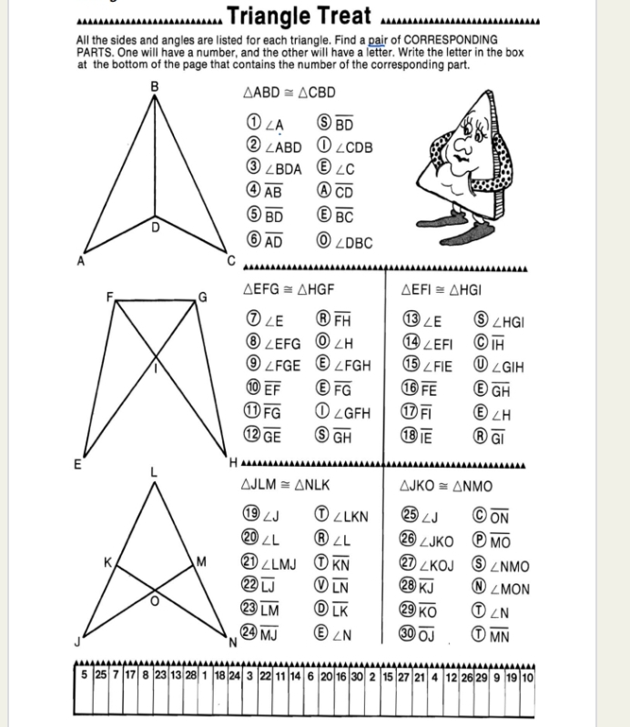 Solved: Triangle Treat All the sides and angles are listed for each ...