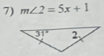 m∠ 2=5x+1