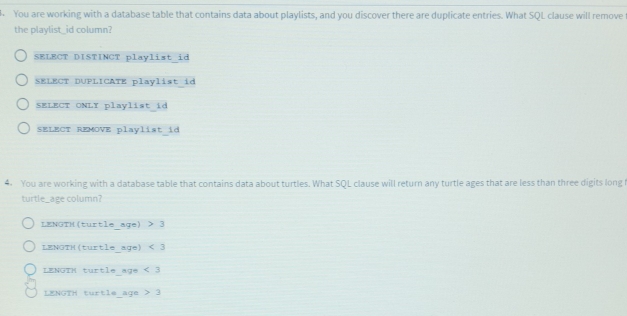 Solved: You are working with a database table that contains data about ...
