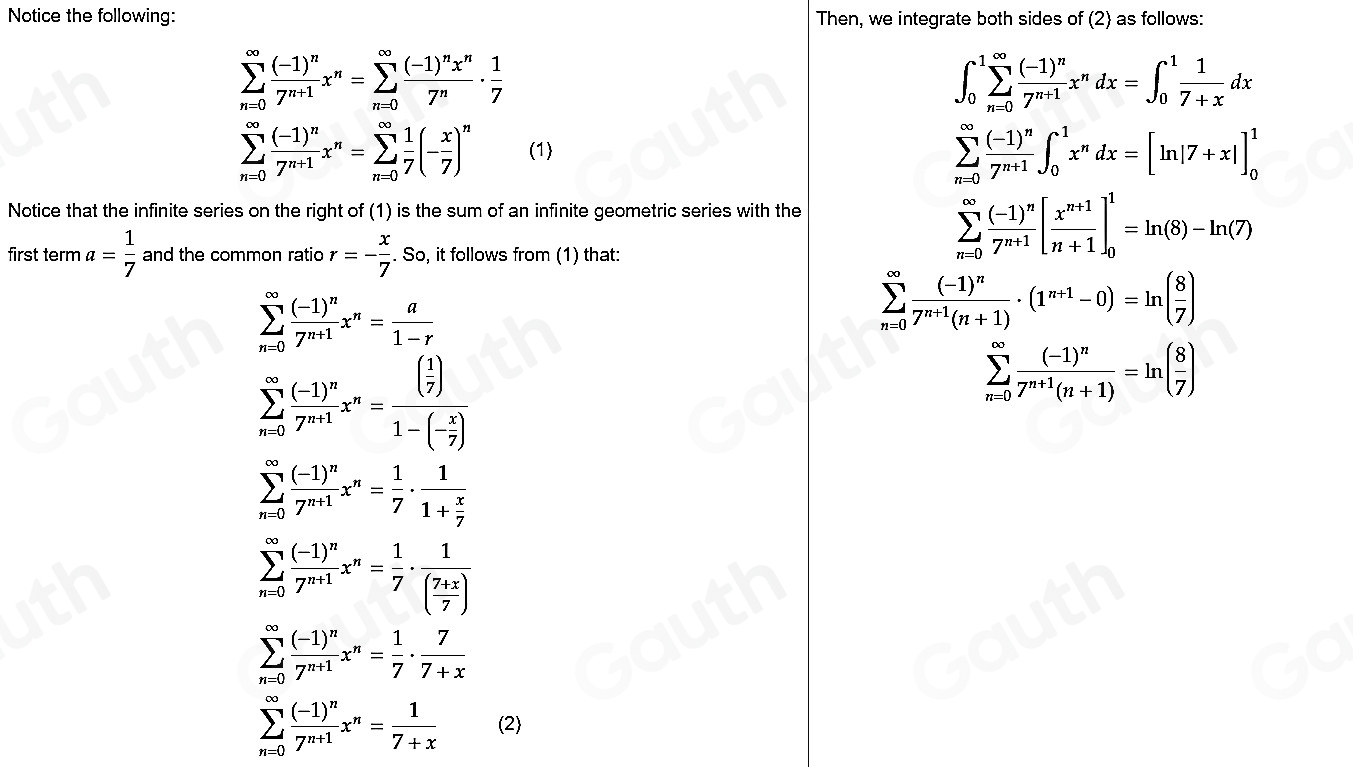 Solved: Evaluate the infinite series by identifying it as the value of ...