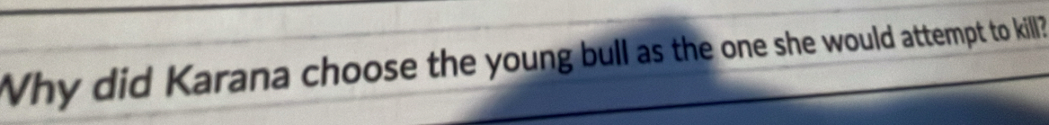 Why did Karana choose the young bull as the one she would attempt to kill?