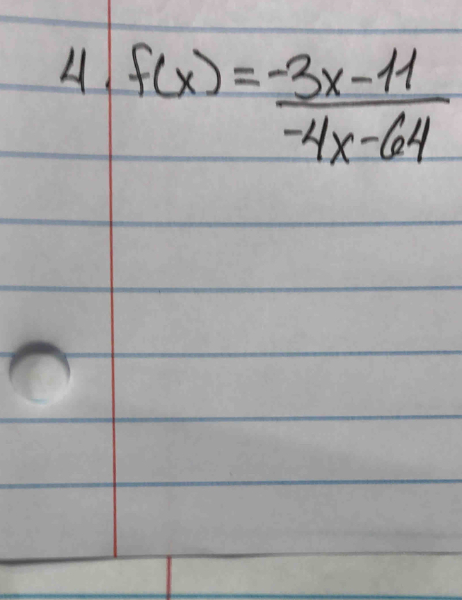 f(x)= (-3x-11)/-4x-64 