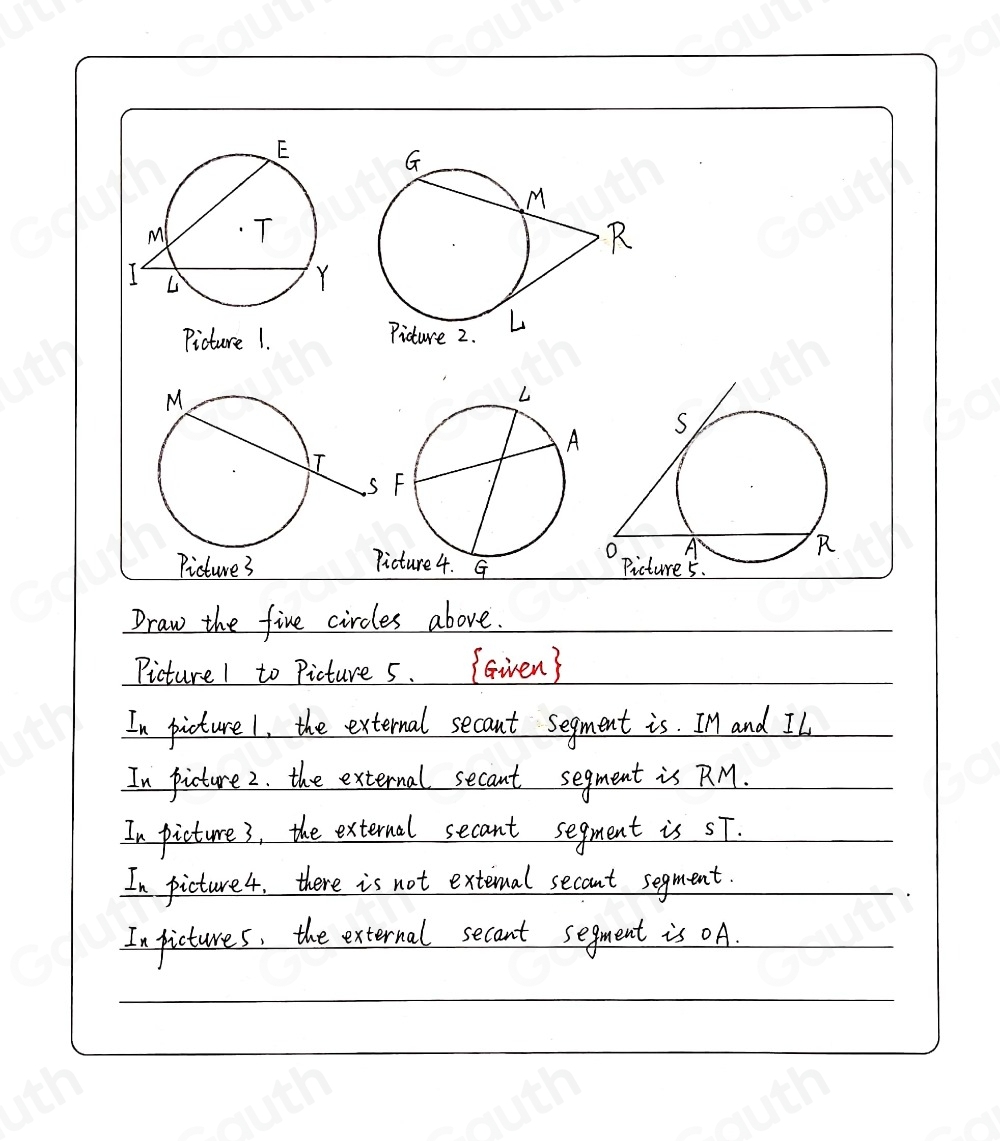 Solved: Name the external secant segments in each of the following ...