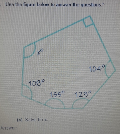 Use the figure below to answer the questions."
(a) Solve for x.
Answer: