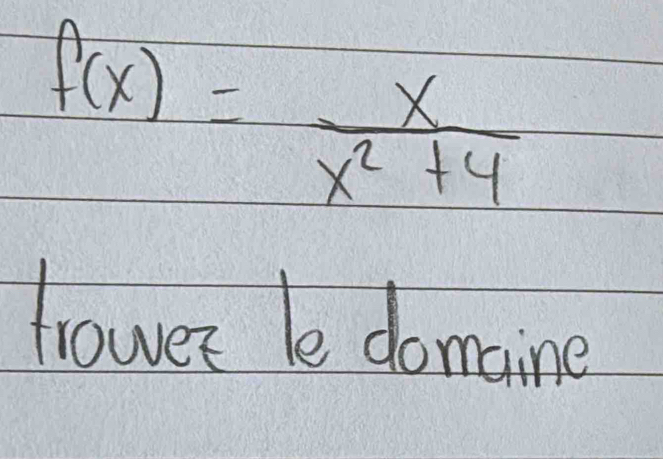 f(x)= x/x^2+4 
hrower le domaine