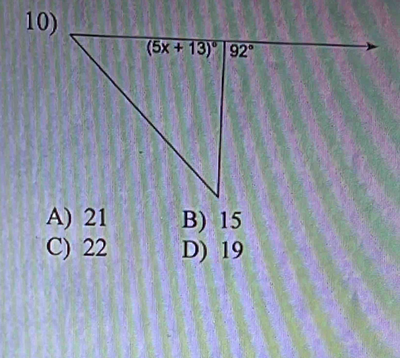 A) 21 B) 15
C) 22 D) 19