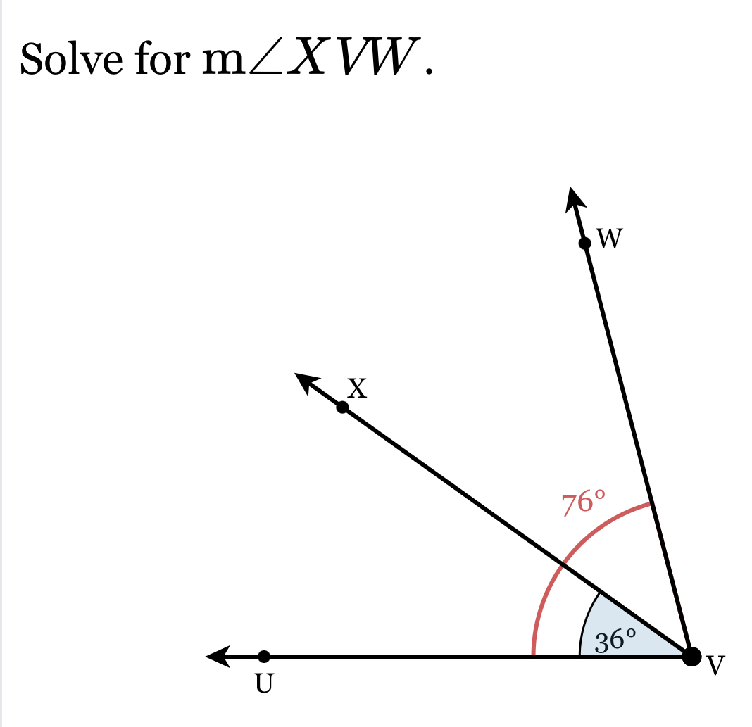 Solve for m∠ XVW.