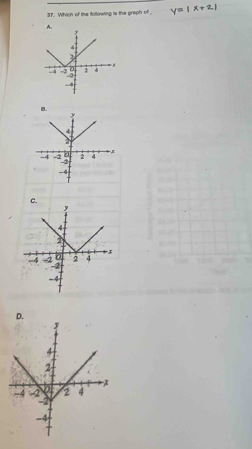 Which of the following is the graph of y=1x+21
A. 
B. 
C.