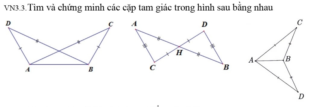 VN3.3.Tìm và chứng minh các cặp tam giác trong hình sau bằng nhau