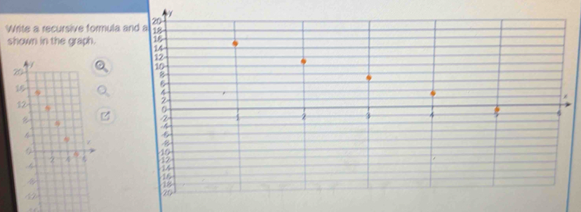 Write a recursive formula 
shown in the graph.