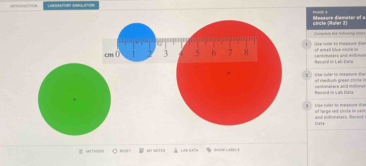 Solved: INTRODUCTION LABORATORY SIMULATION PHASE 3: Measure diameter of ...