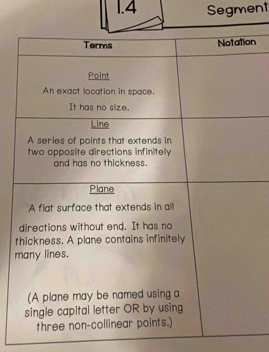 1. 4 Segment
n
t