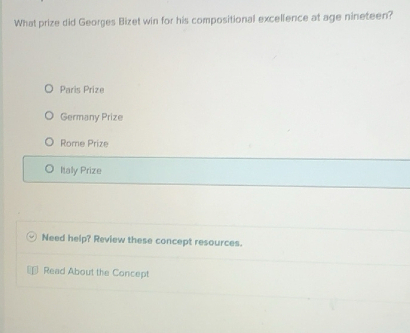 Solved: What prize did Georges Bizet win for his compositional Solved: What prize did Georges Bizet win for his compositional