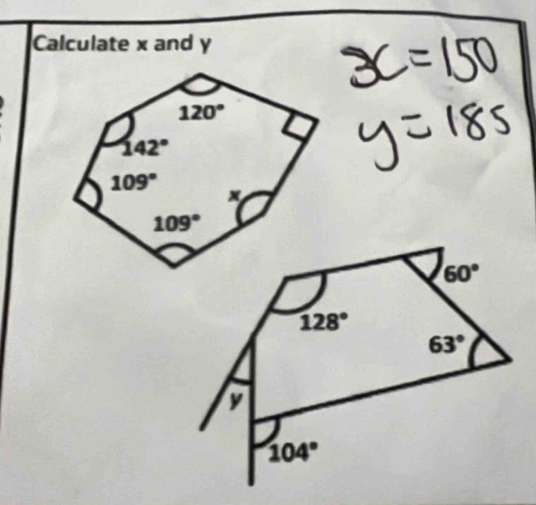 Calculate x and y