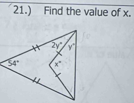 21.) Find the value of x.