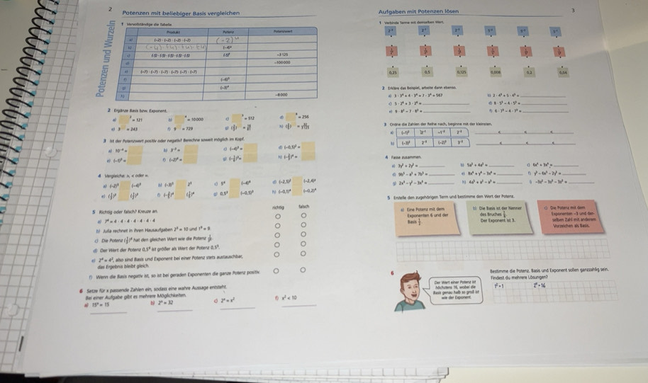 Gelöst:Potenzen mit beliebiger Basis vergleichen Aufgaben mit Potenzen ...