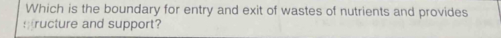Which is the boundary for entry and exit of wastes of nutrients and provides 
ructure and support?