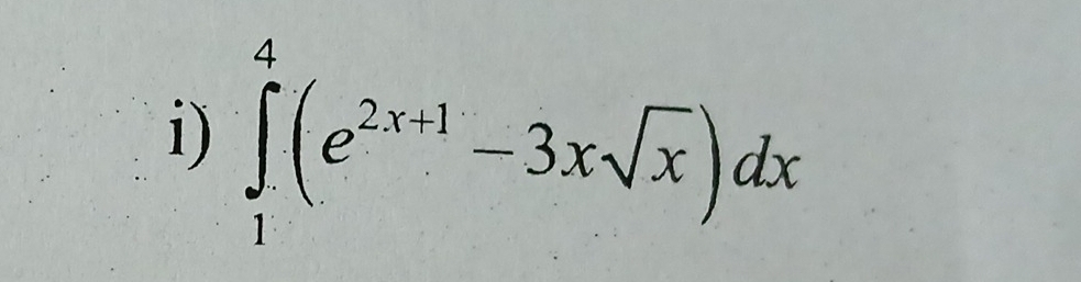 ∈tlimits _1^(4(e^2x+1)-3xsqrt(x))dx