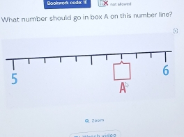 Bookwork code: 11 not alowé( 
What number should go in box A on this number line? 
Q Zoom