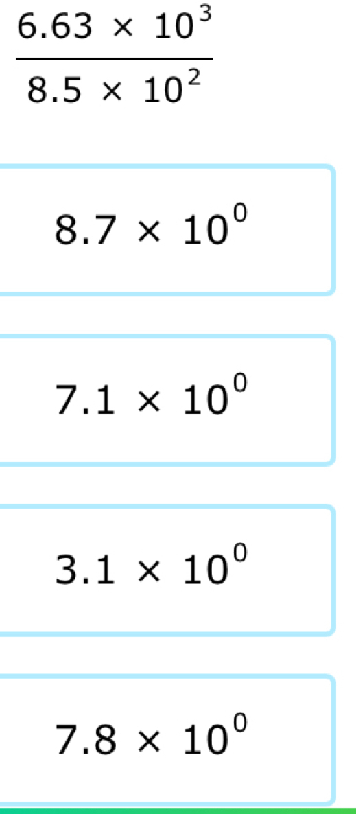 8.7* 10^0
7.1* 10^0
3.1* 10^0
7.8* 10^0