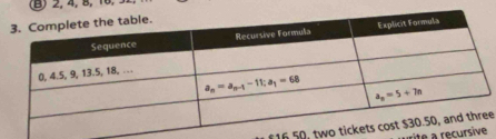 2, 4, 8, 16
f16 50, twoe
ite a recur