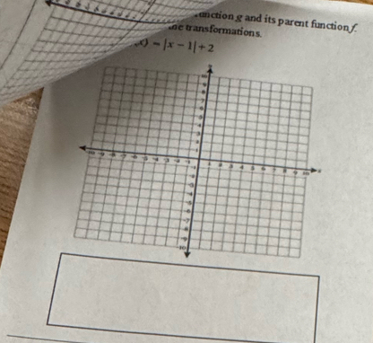 functiong and its parent function 
te transformations
x)=|x-1|+2